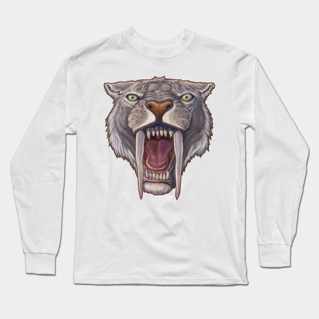 Smilodon Fatalis Long Sleeve T-Shirt by CoffeeBlack